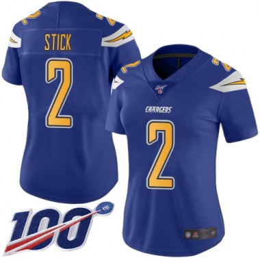 Los Angeles Chargers NFL Football Easton Stick Electric Blue Jersey Women Limited 2 100th Season Rush Vapor Untouchable